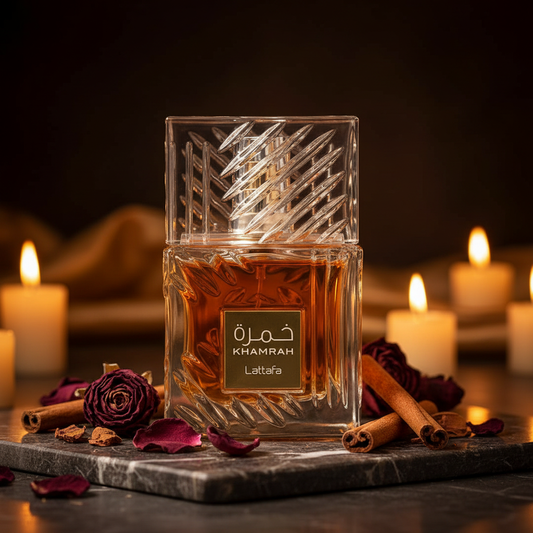 Lattafa Khamrah – Eau de Parfum Oriental Gourmand 100ml, flacon doré, vanille oud caramel